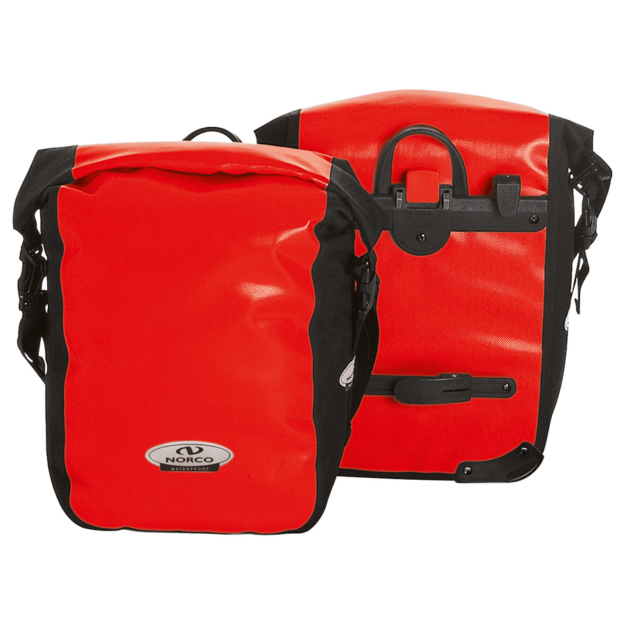 Norco Gepäckträgertaschen Columbia rot 2x15L – mit Rollverschluss ​/ 34 x 32 x 15cm