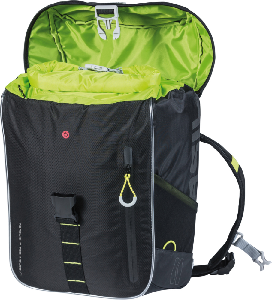 Basil Miles Nordlicht Fahrradrucksack schwarz/lime