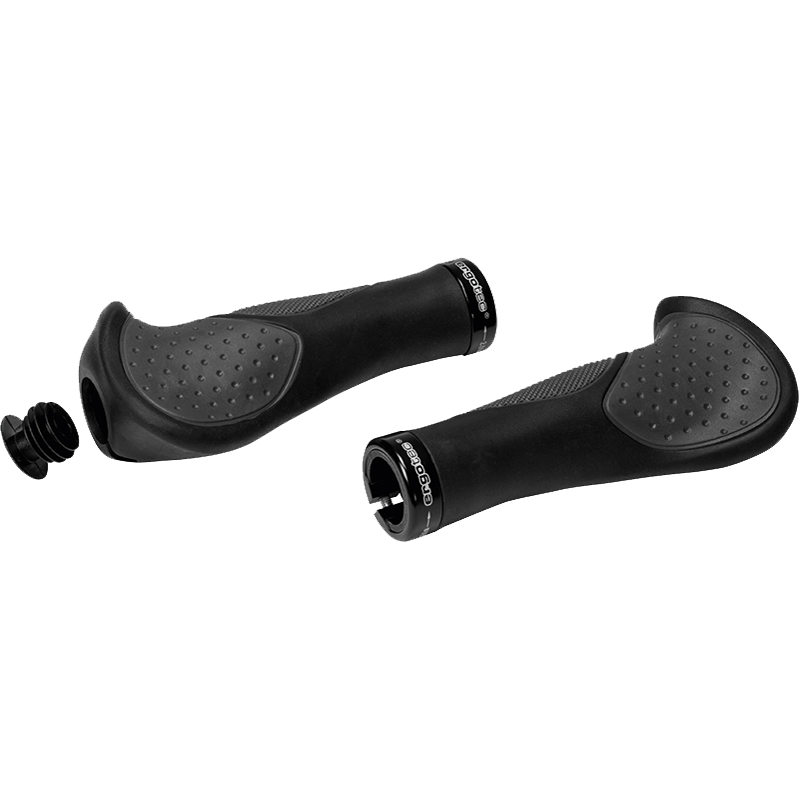 Griffe, FRISCO2 Lenkerend/Spiegelmontage möglich Kraton/Gel Griff-Ø:22 Länge:140/95 black/grey