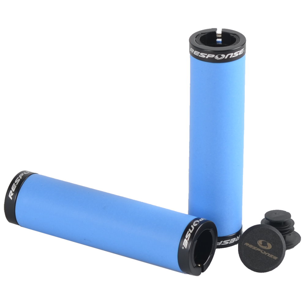 Griffe, SILIKON GRIP Lock on blue Länge: 130mm Dicke: 6mm Griff-Ø: 22/31mm inkl. Plugs FG-120