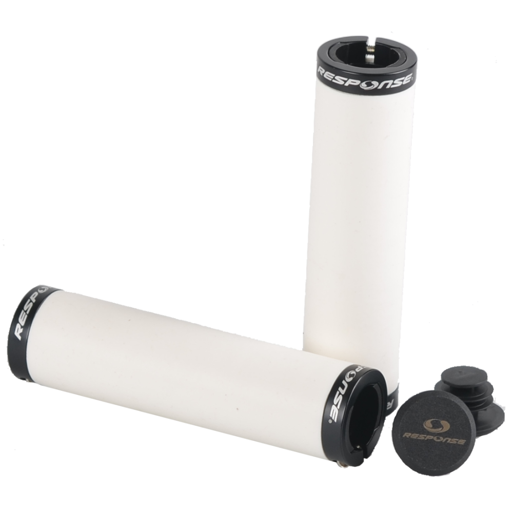 Griffe, SILIKON GRIP Lock on white Länge: 130mm Dicke: 6mm Griff-Ø: 22/31mm inkl. Plugs FG-120