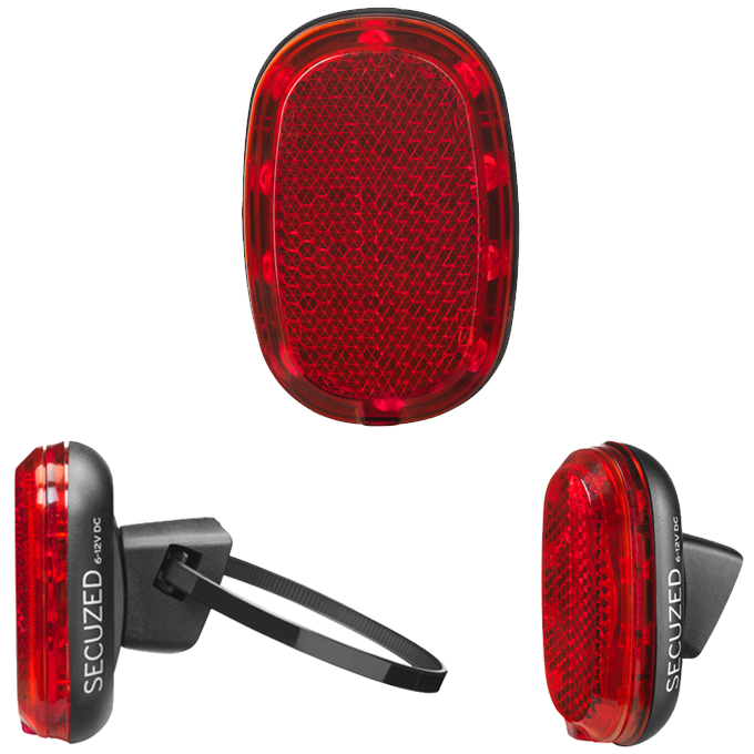 Rücklicht E-Bike, SECUZED, DC 6-15V, Schutzblech/Sattelstütze/Streben Montage, 333ALDC, he8