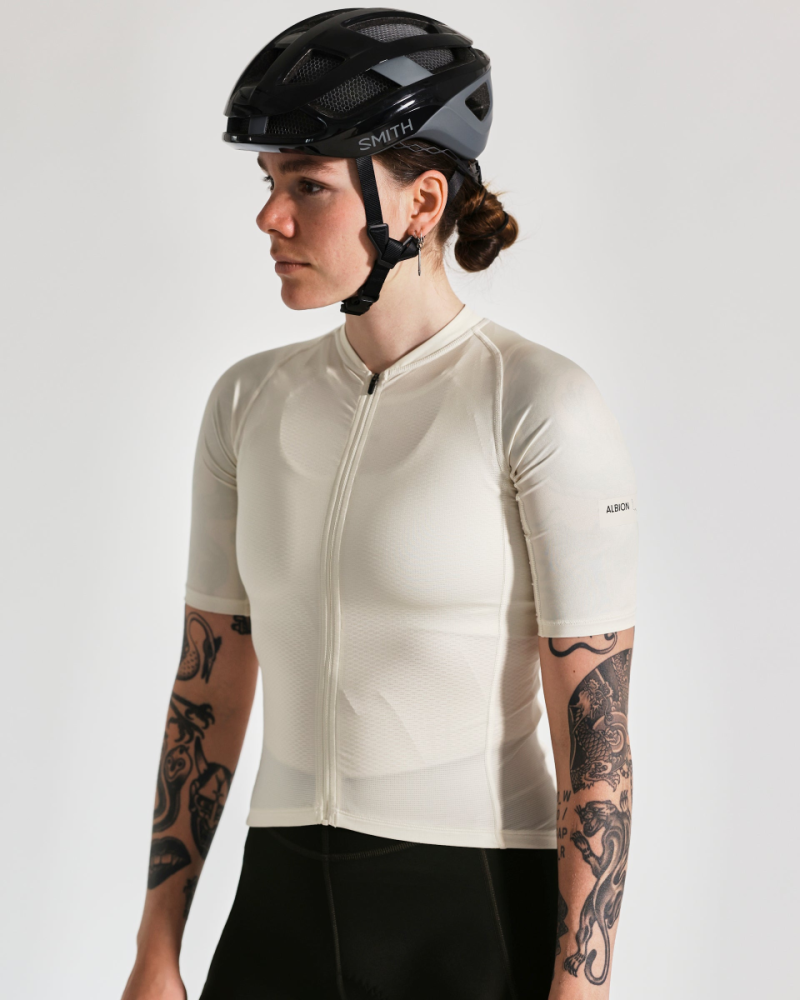 Albion Cycling Women's All Road Lightweight Short Sleeve Jersey (Stone White)