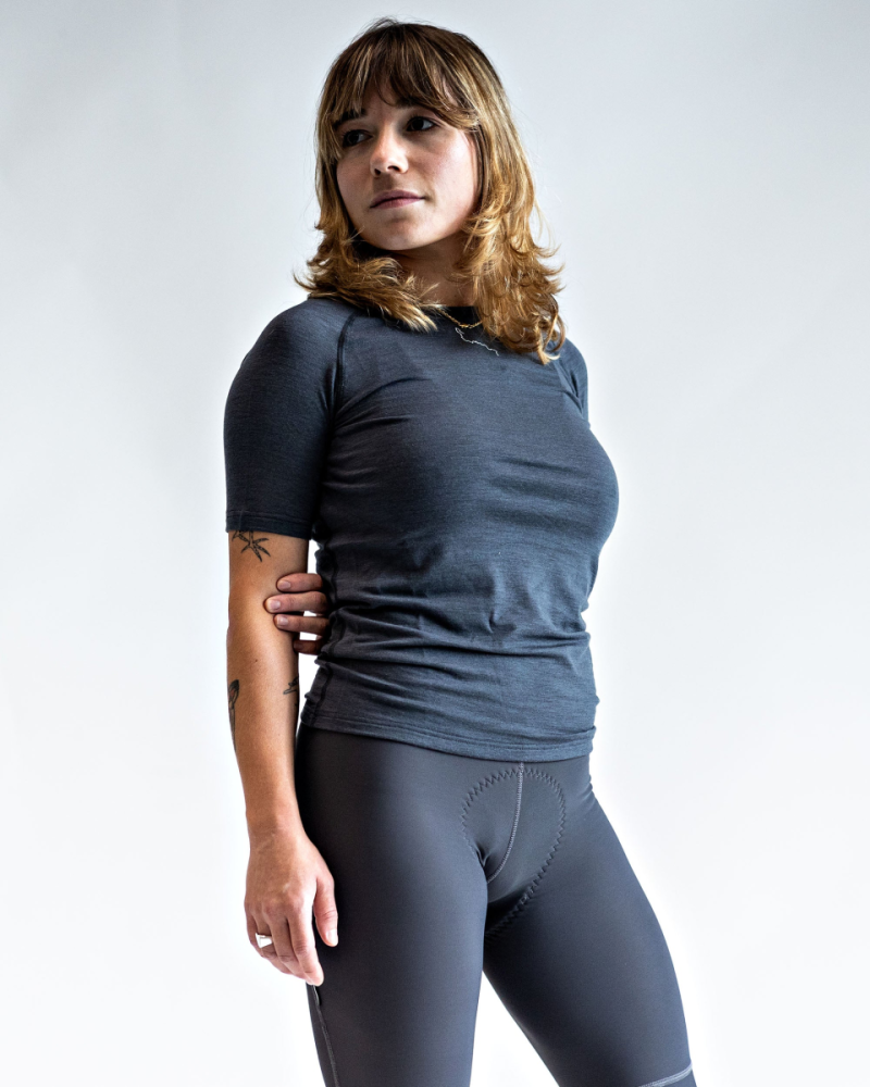 Albion Cycling Women's All Road Short Sleeve Merino Base Layer (Dark Slate)