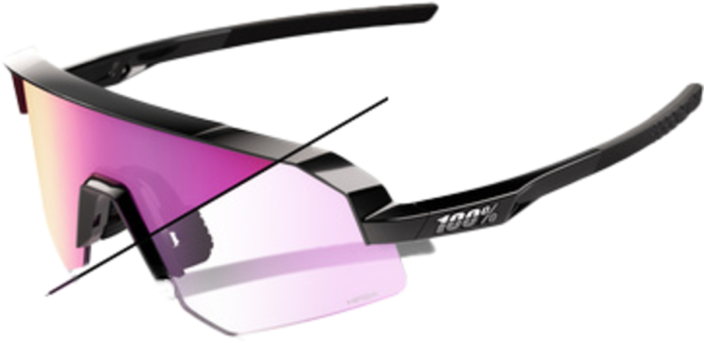 100percent SLENDALE SL - Gloss Black - Photochromic Purple Mirror