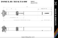 BikeYoke Divine SL Dropper Post, 30.9 mm/80 mm, ohne Hebel.