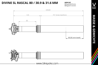 BikeYoke Divine SL Rascal Dropper Post, 31.6 mm/80 mm, ohne Hebel.