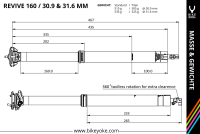 BikeYoke Revive 3.0 Dropper Post, 30.9 mm/160 mm, ohne Hebel.