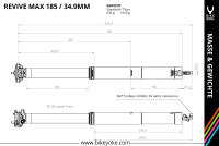 BikeYoke Revive 3.0 Dropper Post, 34.9 mm/185 mm, ohne Hebel.