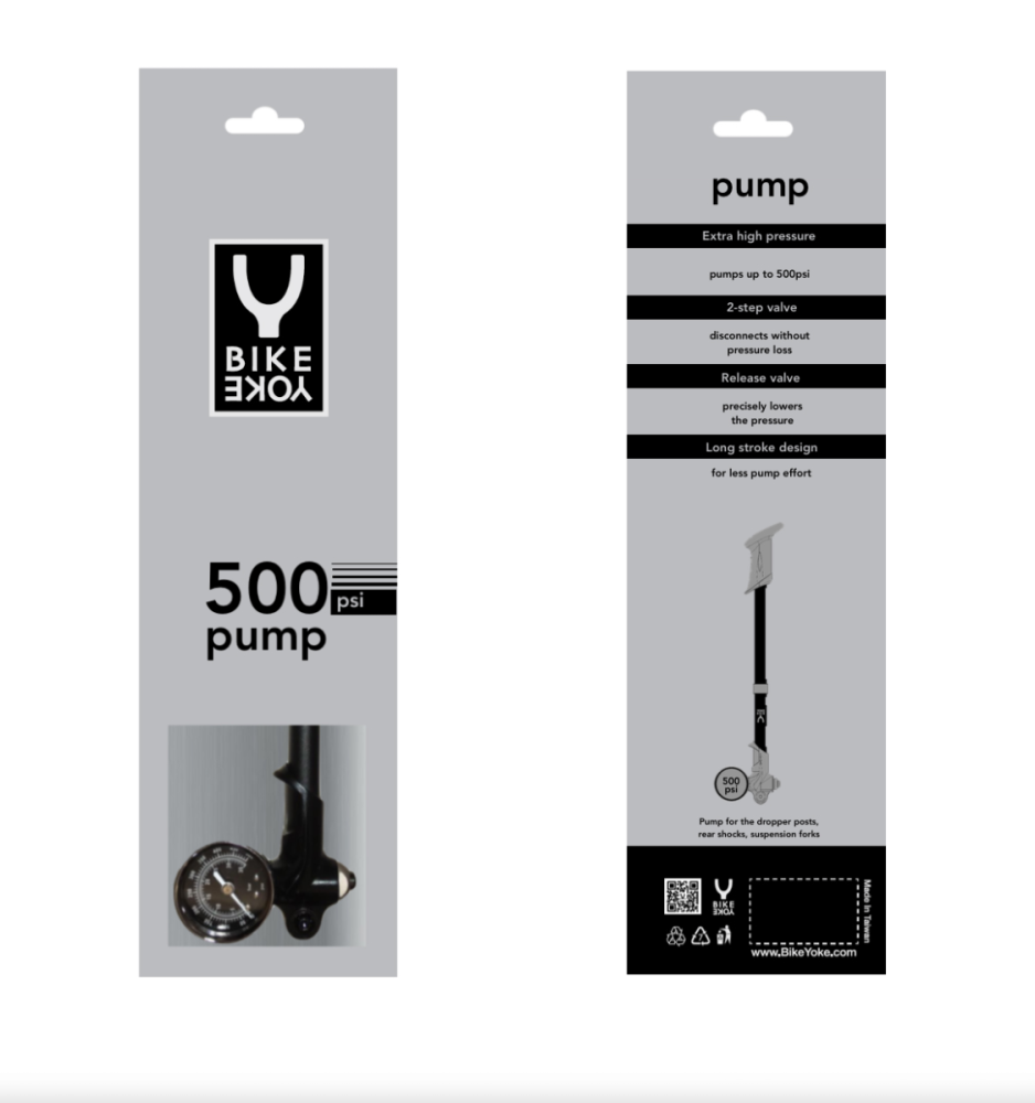 BikeYoke Shock Pump Extra High Pressure, 2-Step-Ventilaufsatz, bis 500 PSI.