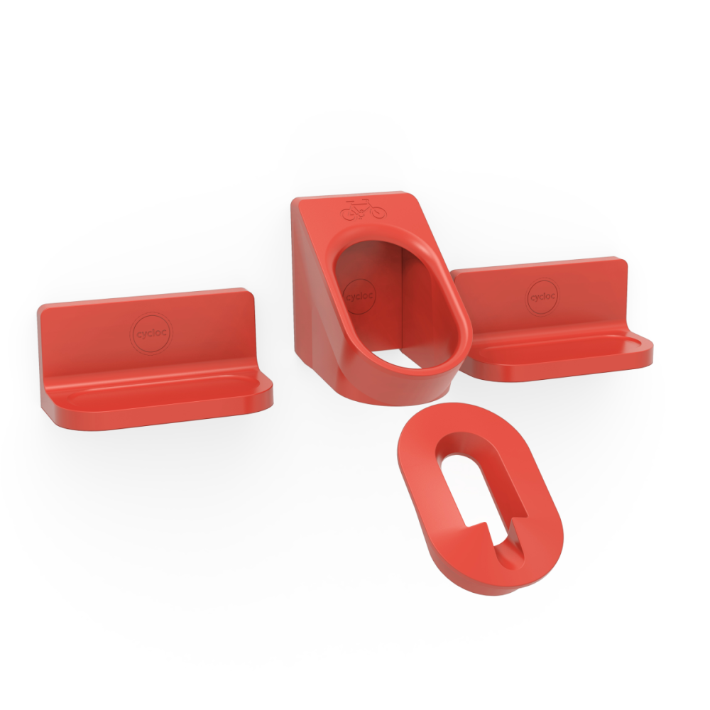 Cycloc Super Hero, Velo-Wandhalterung. Rot-Orange.