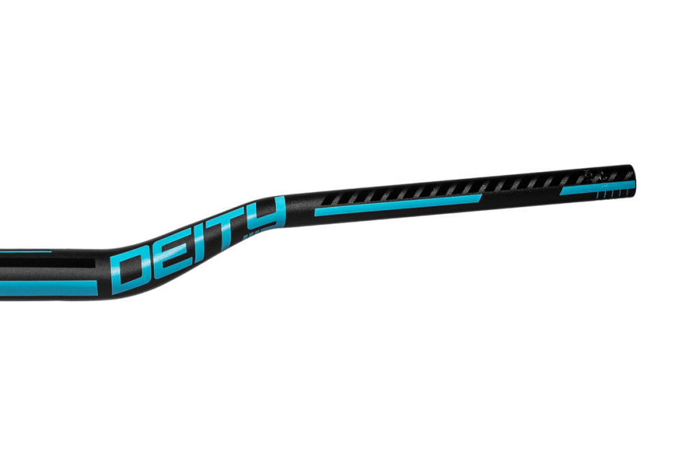 Deity Racepoint Lenker, 810 mm, 38 mm Rise, 35 mm Lenkerklemmung. Black / Turquoise.