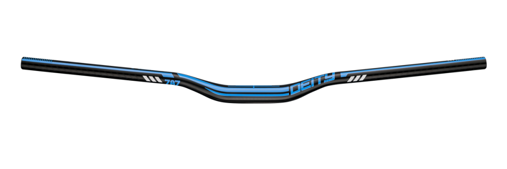 Deity Skyline 787 Lenker, 787 mm Breite, 25 mm Rise, 31.8 mm Lenkerklemmung. Black/Blue.