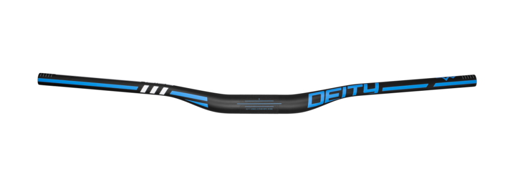 Deity Skywire Carbonlenker, 800 mm, 25 mm Rise, 35 mm Lenkerklemmung. Carbon / Blue.