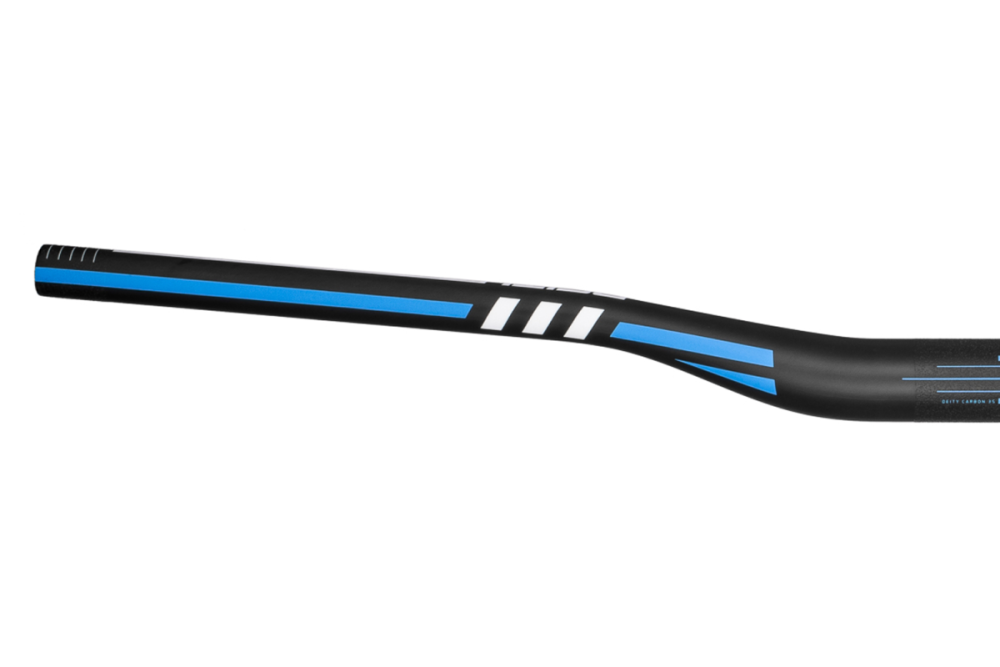 Deity Skywire Carbonlenker, 800 mm, 25 mm Rise, 35 mm Lenkerklemmung. Carbon / Blue.