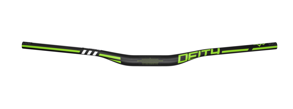 Deity Skywire Carbonlenker, 800 mm, 25 mm Rise, 35 mm Lenkerklemmung. Carbon/Green.