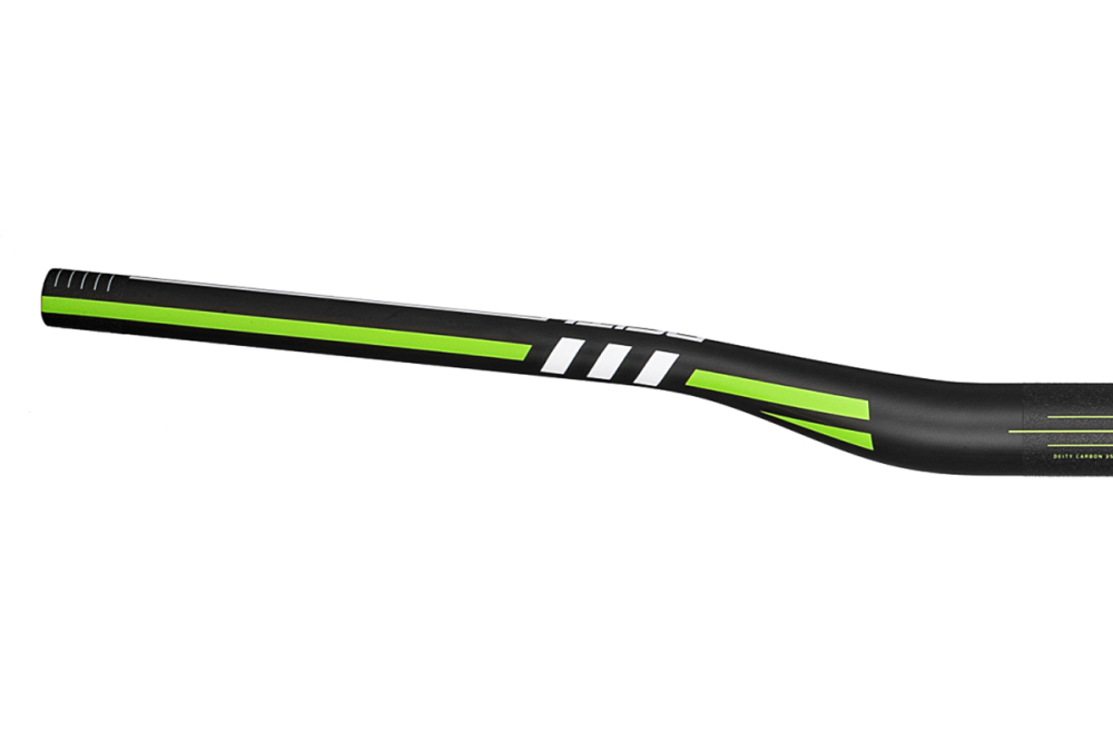 Deity Skywire Carbonlenker, 800 mm, 25 mm Rise, 35 mm Lenkerklemmung. Carbon/Green.