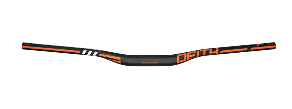 Deity Skywire Carbonlenker, 800 mm, 25 mm Rise, 35 mm Lenkerklemmung. Carbon / Orange.