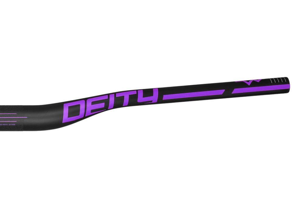 Deity Skywire Carbonlenker, 800 mm, 25 mm Rise, 35 mm Lenkerklemmung. Carbon / Purple.