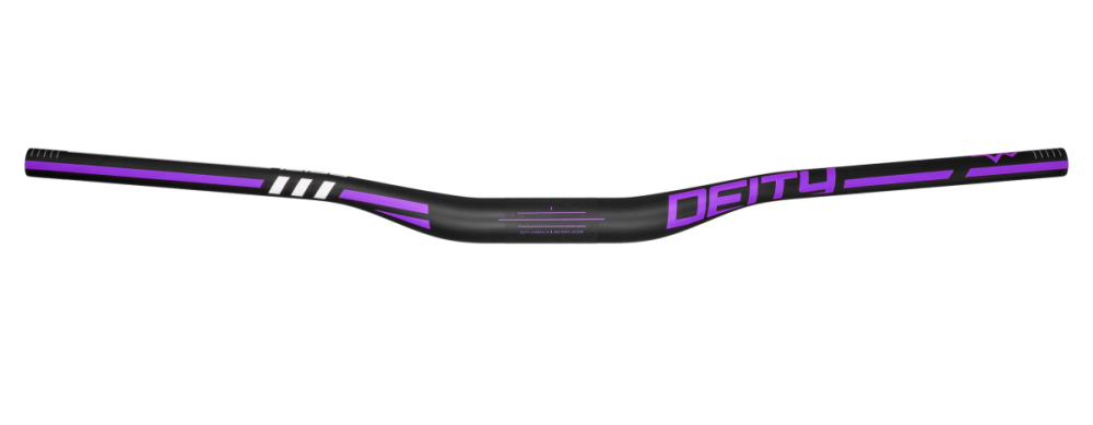 Deity Skywire Carbonlenker, 800 mm, 25 mm Rise, 35 mm Lenkerklemmung. Carbon / Purple.