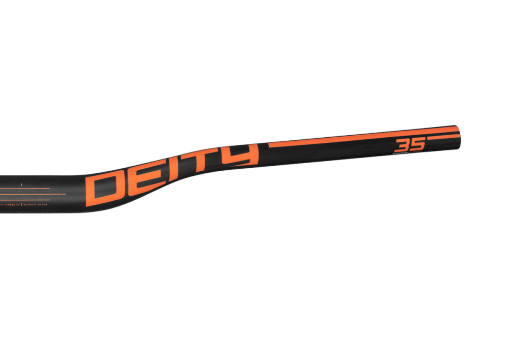 Deity Speedway Carbonlenker, 810 mm, 30 mm Rise, 35 mm Lenkerklemmung. Carbon / Orange.