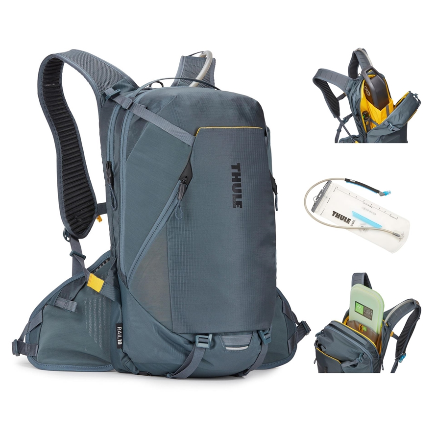 Thule SV Rucksack Rail 18/2.5L Slate Batteriefach + Trinkblase + ProtektorDer ultimative Trinkblasenrucksa
