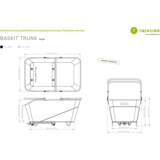 Racktime Gepäckträgerkorb Bask it Trunk large, Snap it 2.0 51 x 25.5 x 31cm schwarz