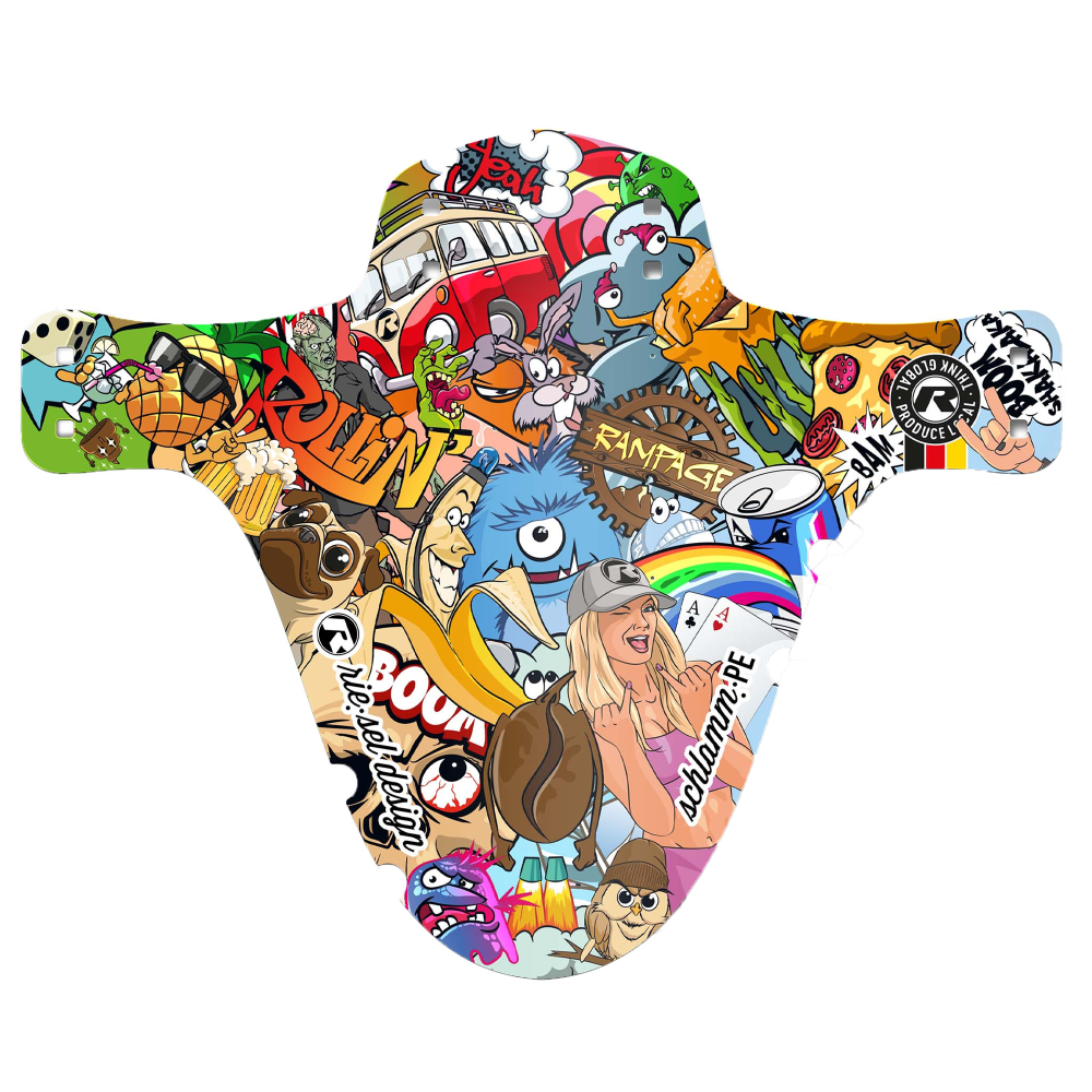 Riesel Design Spritzschutz, Schlamm:PE, Stickerbomb Eyecatcher, mit Verpackung/Kabelbinder