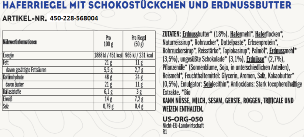 Clif NBB Schokoladenstückchen Erdnussbutter