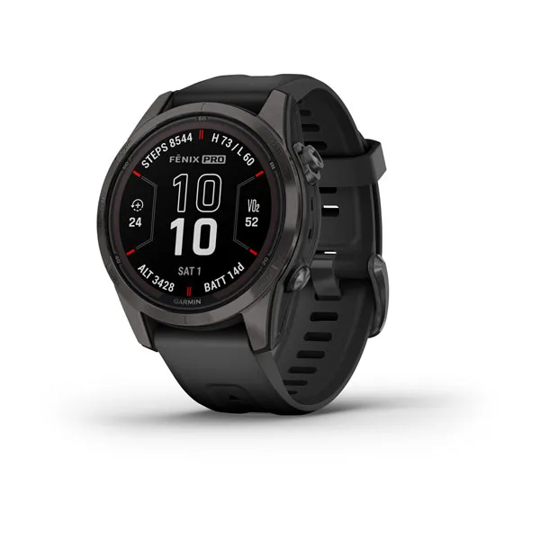 Garmin fēnix® 7S Pro – Sapphire Solar Edition, Schwarz/Carbongrau Titan DLC