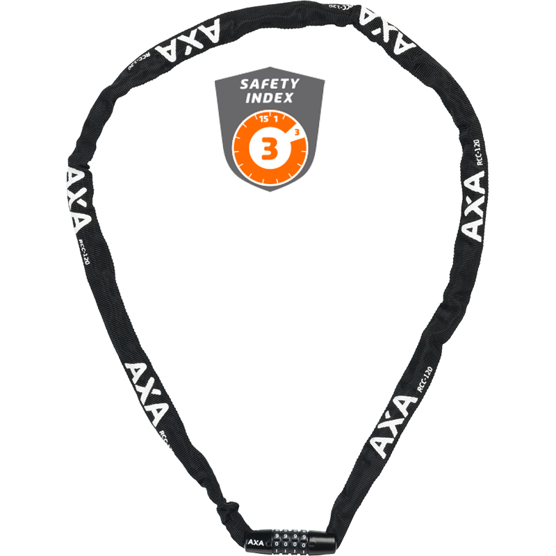 AXA Kettenschloss, Zahlenkombination, RIGID Code, Nylon BLACK, Länge: 120 cm, Ø 3.5 mm
