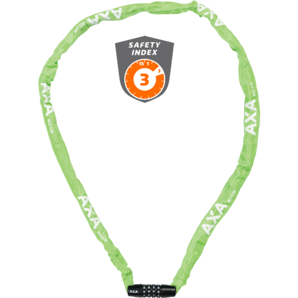 AXA Kettenschloss, Zahlenkombination, RIGID Code, Nylon GREEN, Länge: 120 cm, Ø 3.5 mm