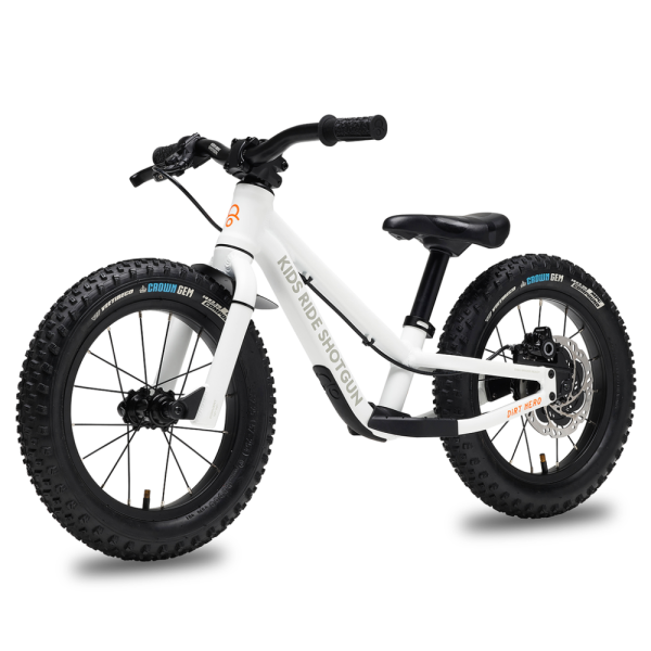 Kids Ride Shotgun 14” Dirt Hero with Brake, white