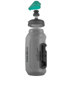 Fidlock TWIST Trinkflasche 750 ml Compact antibakteriell, Set (mit Bottle Connector, mit Bike Base). Transparent Black.