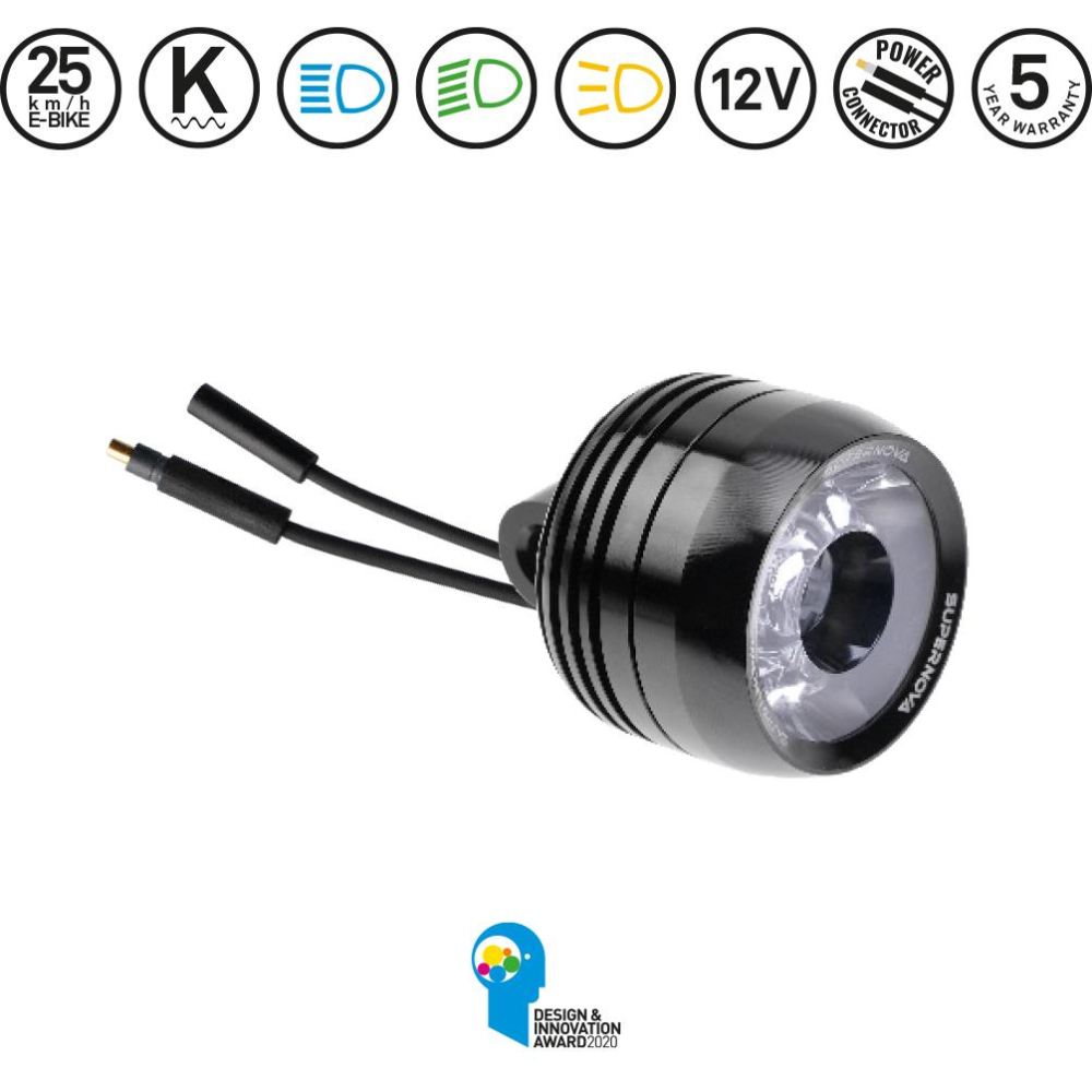 Supernova / Mini 2 Pro - 12V - 12V, mit magnetischem Fernlichttaster, schwarz poliert