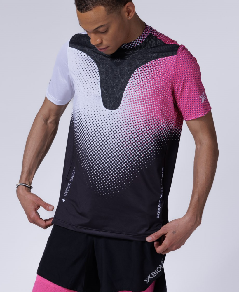 X-BIONIC Men CoreFusion Run Shirt SH SL dot fade/white/neo pink