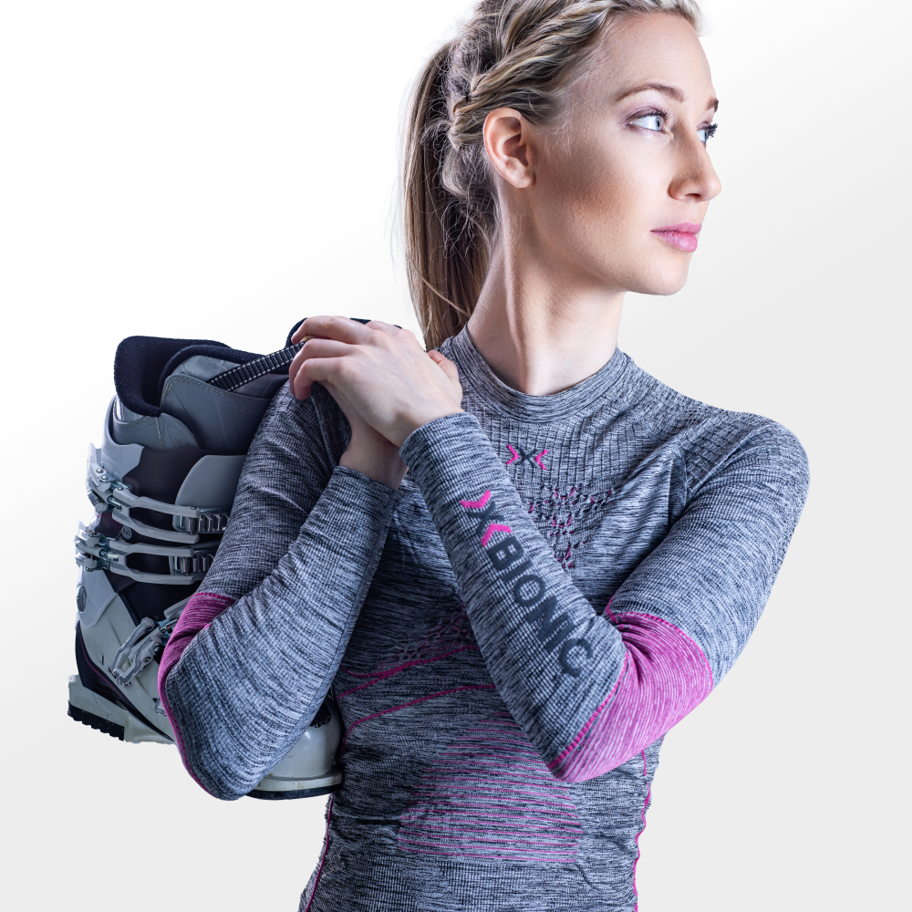 X-BIONIC Women Energy Accumulator 4.0 Melange Shirt LG SL grey melange/pink